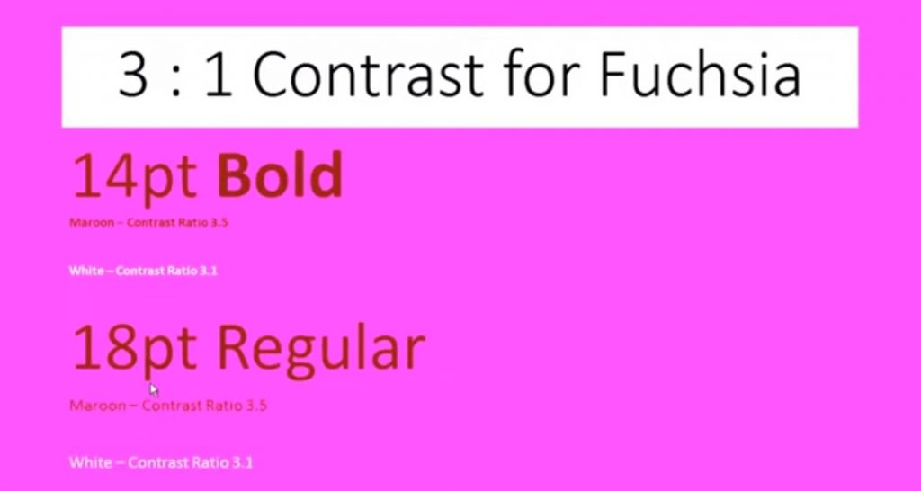 14pt bolded font and 18pt regular fond on a fuchsia background