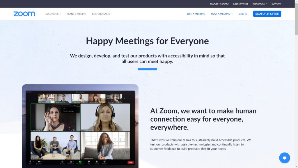 Accessibility page of Zoom