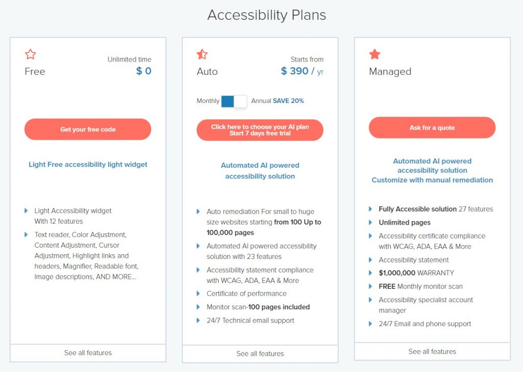EqualWeb accessibility plans